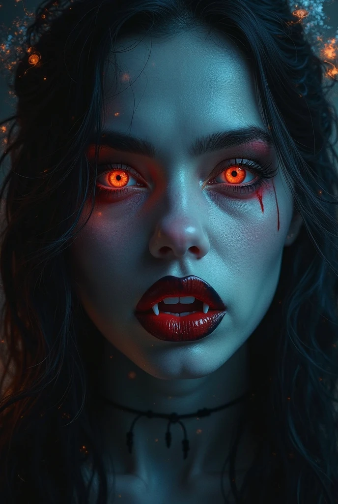 Full Body View of an exotic beautiful drow woman wearing a leather top ,nighttime, perfect detailed face, ((broad smile)), warm breeze,((red skin)), (dark red skin), big detailed symmetric yellow catlike eyes, (((black long hair))), hair partly falling in her face, reflections of a red and a blue moon shining in her face, full lipsrealistic, stunning realistic photograph, 3d render, octane render, intricately detailed, cinematic, trending on artstation, Isometric, Centered hypereallistic full body photo, awesome full color, hand drawn, dark, gritty, mucha, klimt, erte 12k, high definition, cinematic, behance contest winner, portrait featured on unsplash, stylized digital art, some stars can bee seen in the nightsky, smooth, ultra high definition, 8k, unreal engine 5, ultra sharp focus, intricate artwork masterpiece, ominous, epic, highly detailed, vibrant