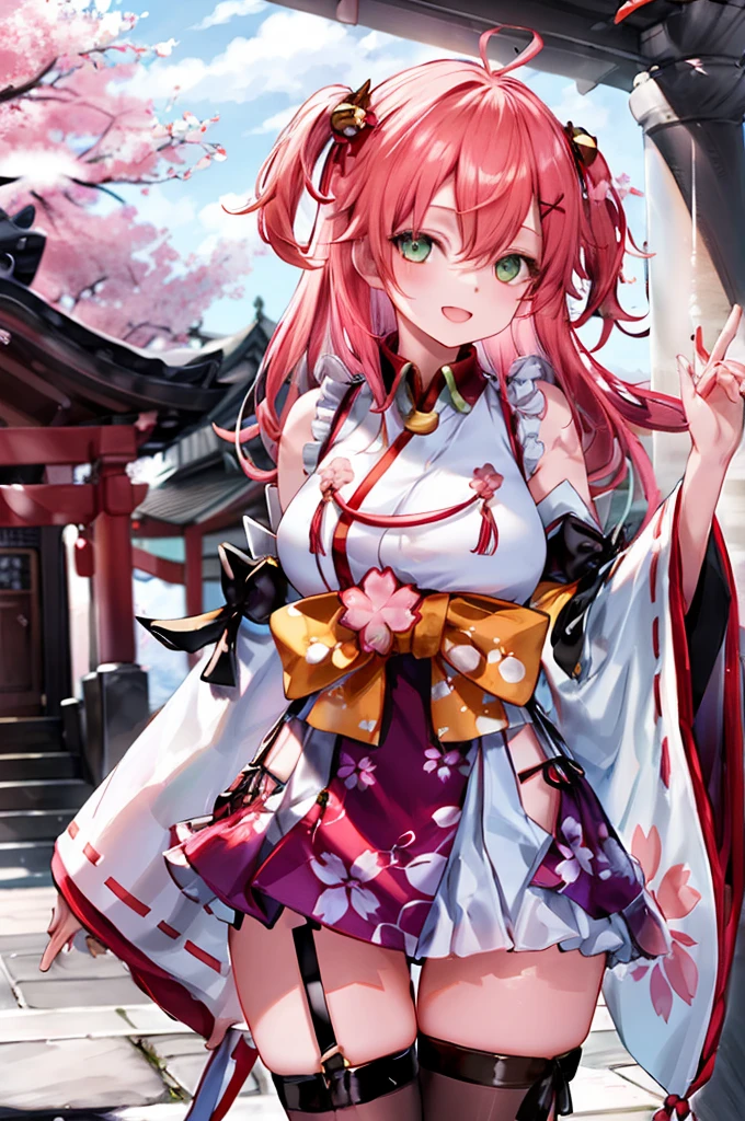 Anime Girls in a kimono outfit holding an umbrella in her hand, from East, in Kimono, East character, Zerochan Art, in a kimono, Pixiv style, Pixiv contest winner, From Kenshin, (Anime Girls), Beautiful anime artwork, East, East project, Pixiv, sayori, digital art on Pixiv, 着物A 17-year-old Japanese girl with vibrant hair colors, long hair, daring hair styling, slender figure, plump cheeks. She embodies the punk rock aesthetic, dressed like a punk rocker with bold attire, large sunglasses, a defiant expression. She stands at 170 centimeters tall, weighs 30 kilograms, wears long boots, with her thighs visible under a red pleated skirt. Adorned with numerous silver accessories. Depict with distinct outlines, using colors other than black for the outlines, using colorful hues for the outlines. She's into girls' rock, punk, Electric guitar, vibrant colors, stages, and backed by a band. An underground clubhouse with colorful lighting amidst the darkness. Colorful candies resembling mountains of treats are plentiful, strewn all around. A tall, well-built man with blonde hair is present, adorned with tattoos, a nose piercing, and a split tongue.
