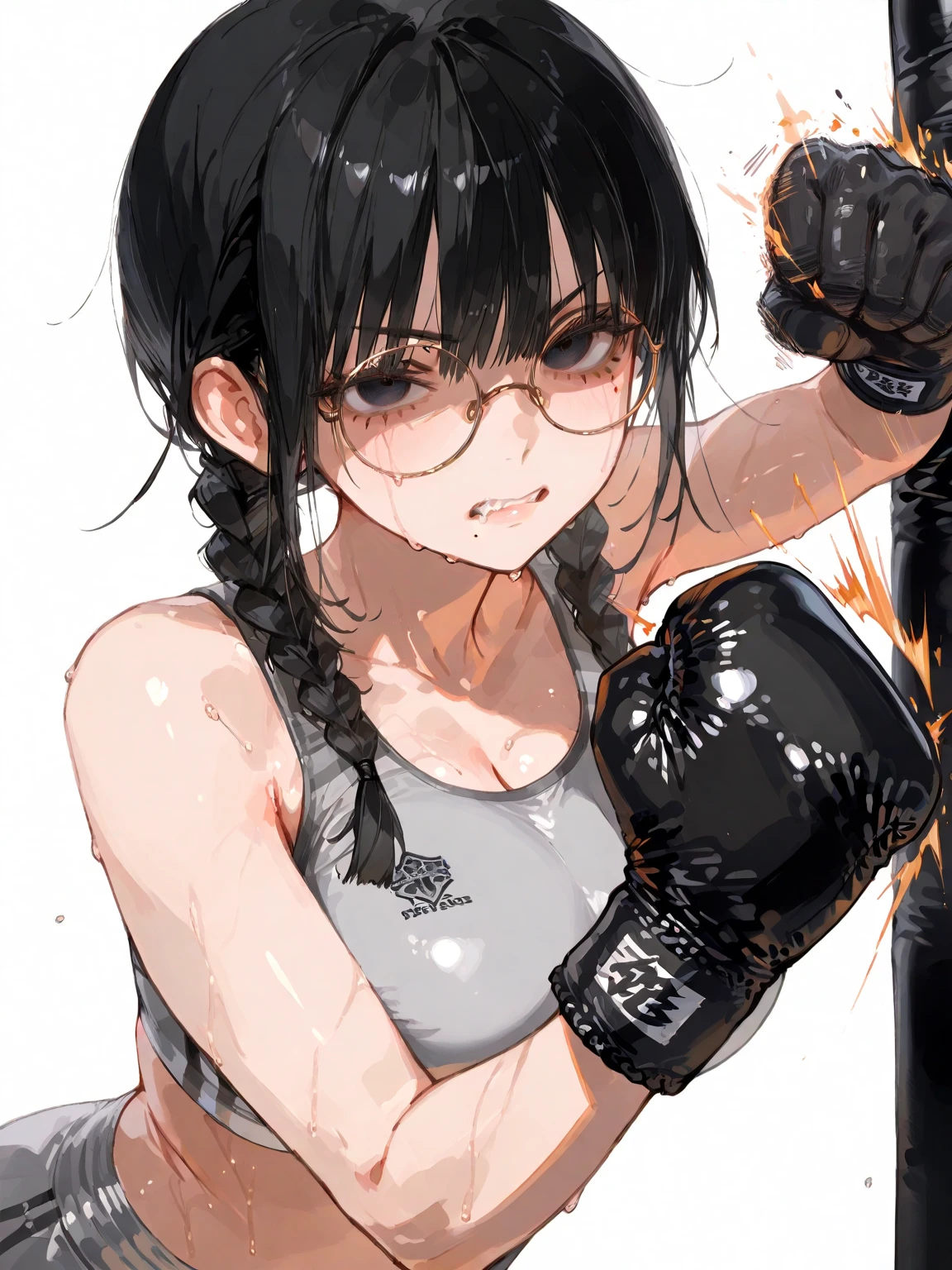 masterpiece, best quality,anime style, 1 girl,(((slender body))), (((small eyes,small breast))),(((gym uniform,glasses))),(((((3 monkey grabbing the girl))))),((((cum facial)))), (beautiful face), (((short hair))), (((straight hair))), ((((black hair)))),detailed beautiful skin, (perfect hands, perfect anatomy)