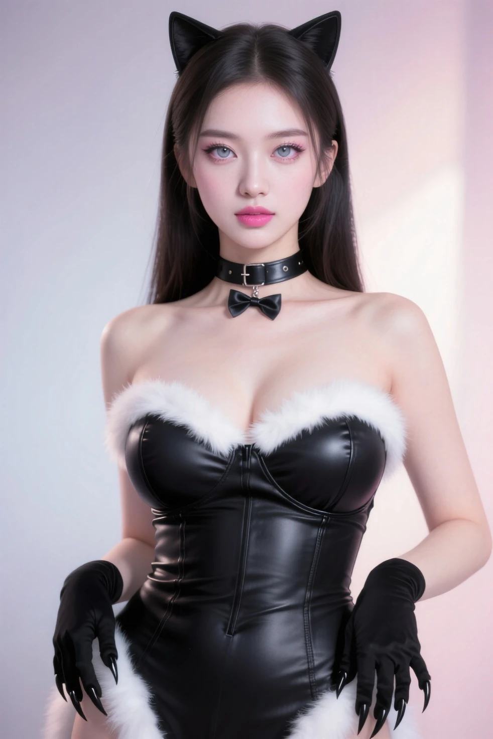 A slight smil,BDSM,Slave,rubber,Black corset,shackle,gargantilha,NSFW,((top-quality、8K、​masterpiece:1.3))、Crisp focus:1.2、(layers-Cut、large boob:1.2),Beautiful woman with perfect body shape:1.4、Slender Abs:1.2、a wet body:1.5、Highly detailed facial and skin texture、A detailed eye、二重まぶた,long、(cammel toe)、nightcity、Bokeh background