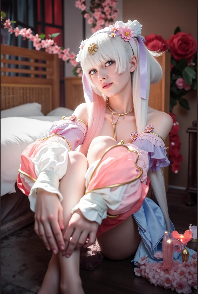 1girl, solo, masterpiece, high res, highly detailed, wide hips, thigh highs, bikini