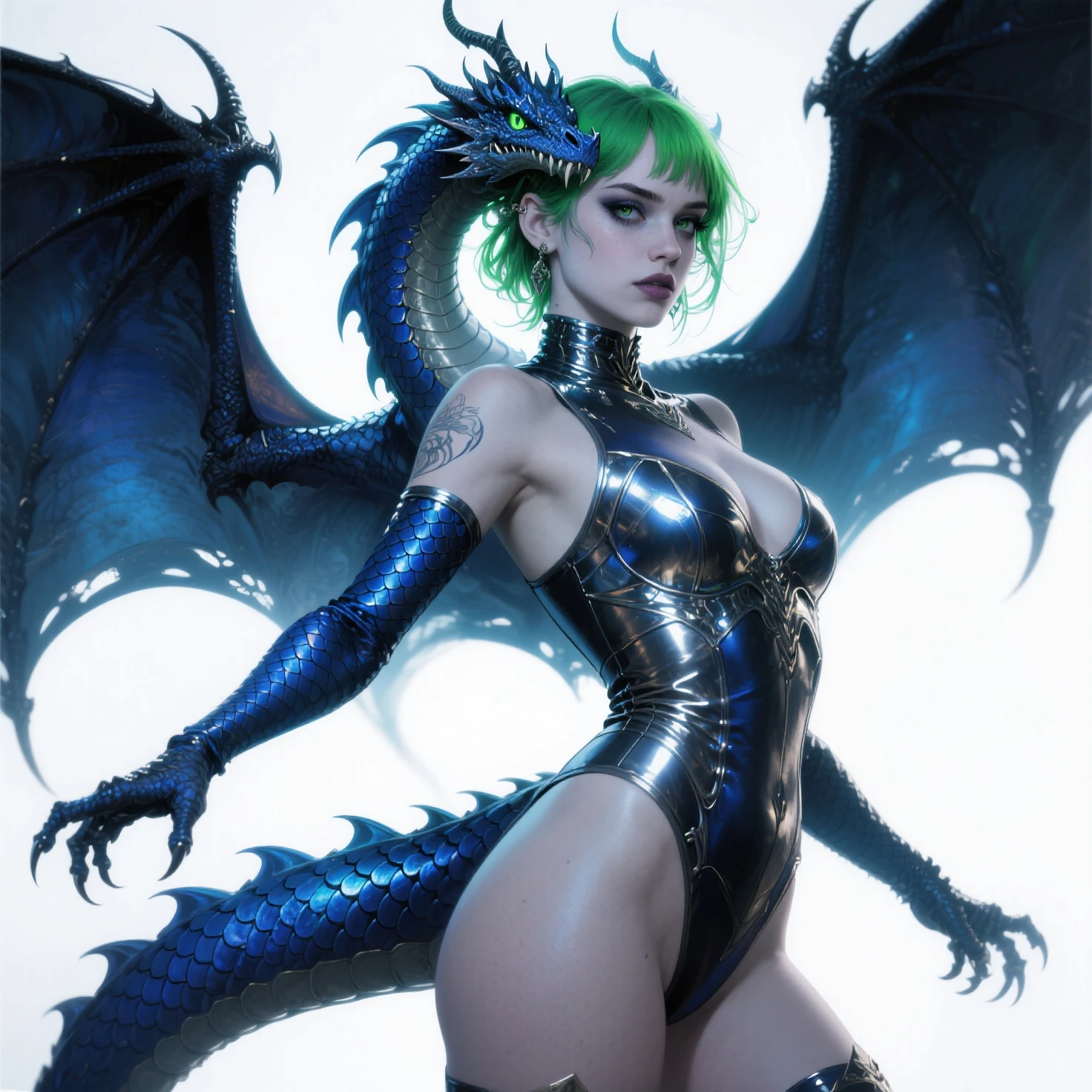 (Realistic:1.4), masterpiece, best quality, (Anime:1.4), pastel anime dragon girl, slime, wet look, shimmering lights, whirls of vapor, iridescent textures, dragon scales, dragon horns, dragon wings, translucent scales, neon light, ethereal ambiance, delicate details, magical atmosphere