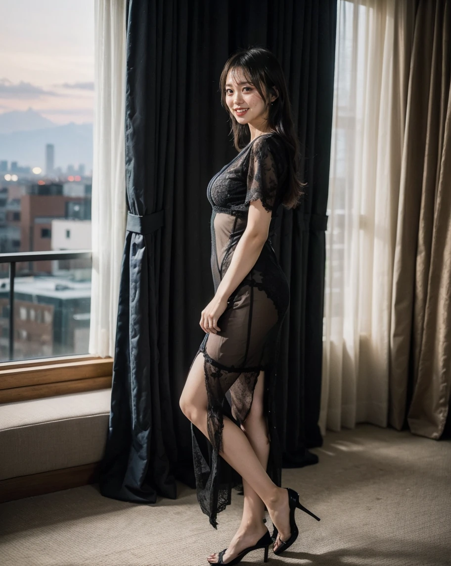 A woman in a brown dress stood in the room, Female protagonist, Also, Female protagonist 👀 :8, Style game square Enix, saori, ayami kojima amano, Inspired by Rusuke Fukahori, deayami kojima, New Xiangcheng, kasumi arimura style 3/4, Female character, jin kagetsu,Flesh-colored pantyhose
