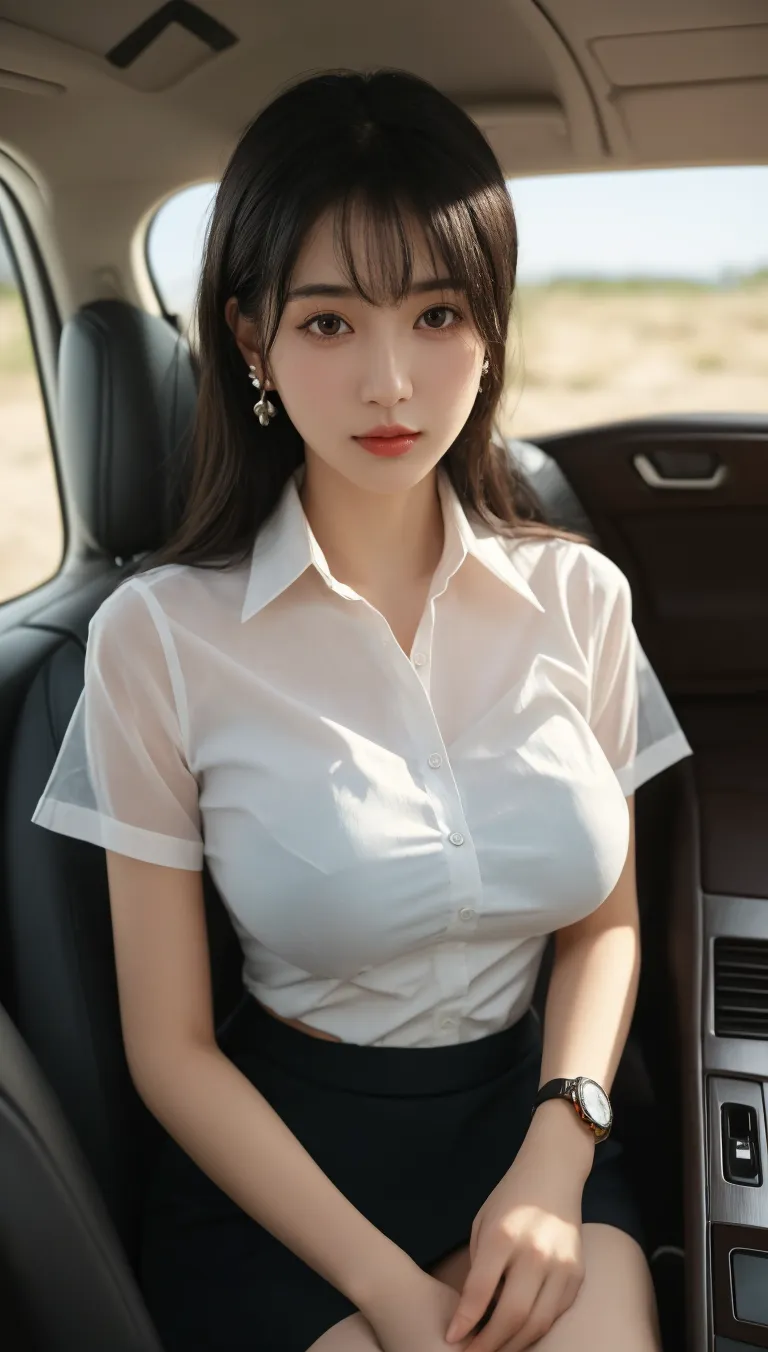 (8k,Ultra-high resolution,Highest quality,masterpiece,Realistic,Ultra-high resolution,High-quality RAW color photos,Professional photos,Realistic,Realistic),Natural skin texture,Fine skin,Hyperrealism,Intricate details,Adult women,Eye highlights.Lip gloss,Shiny skin,Glossy Lips,((Cute smile),Short Hair,Dark blonde hair,bangs),(gigantic breast,Big Breasts),(((White Sleeveless Dress Shirt,Sleeveless collared dress shirt,gray pleated mini skirt),Knee-high boots,face focus,See-through nipples)),Streets of skyscrapers