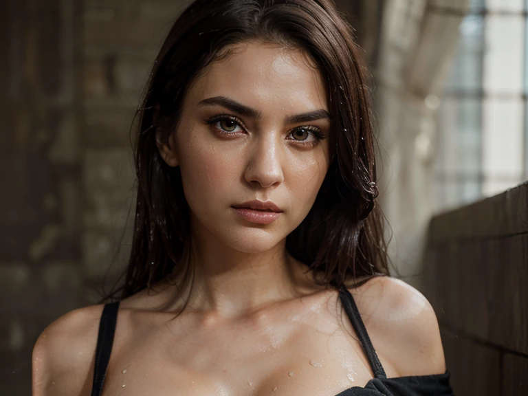 beautiful detailed eyes, beautiful detailed lips, extremely detailed eyes and face, long eyelashes, 1girl, large breasts, hyper realistic, highly detailed, cinematic lighting, dramatic lighting, chiaroscuro, dark and moody, deep shadows, dramatic colors, oil painting, photorealistic, award winning photography, (best quality,4k,8k,highres,masterpiece:1.2),ultra-detailed,(realistic,photorealistic,photo-realistic:1.37)