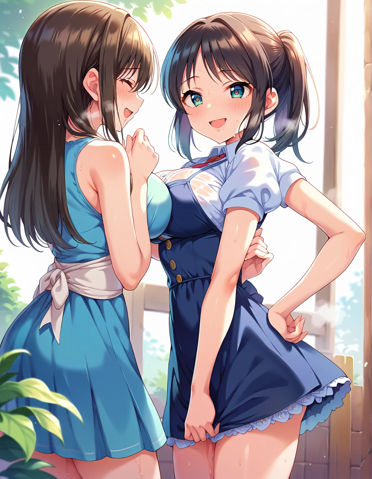 (highest qualityのイラスト:1.2), (cute girl:1.1), (One Girl, solo:1), (Two Girls、8-year-old、、、small、cute、cute、small胸、Ultra-detailed目:1.2)、(lily、kiss、Hug from behind、Grab、eyes half closed、eye contact:1.3)、(sweating、I was hugged、blush:1.1)、 break White Bra、ピンクgood、Blue Bra、Green Bra、Greybra、Light grey bra、 Striped bra、水玉模様がgood、goodチェック柄、cute、good、Kids Good、sporty、camisole、Cotton panties、School Skirt、Blake Black Hair、Blue Hair、Brown Hair、Very short hair、short hair、Mid-length hair、Hair length、Wavy Hair、Curly Hair、Pale pink braided hair、Hime cut、Bobcut、Twin tails、低いTwin tails、ponytail、ライトブルーのローponytail、break(locker room:1.2)、(evening、evening、Orange sunshine:1.2)、 break(highest quality、Ultra-detailed、Very detailed and beautiful、超A high resolution、Detailed Arm:1.2)、Browsing Caution　Beautiful Pool