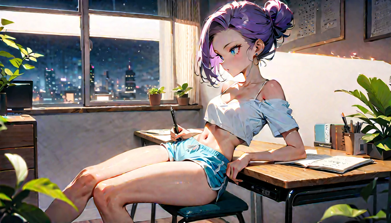 Sad , sad eyes, I almost cried., (expression of fear), Shy face, Awesome expression., 10 years old, realistic, (She was wearing baggy panties.), (Fallen City), Sitting on an old, torn up armchair., She was wearing a bra with a bulge., Soft panties, Completely loose in private parts, [NFSW,], Face turned to the left, Short, messy platinum hair,  Hair tied with a red bow, detailed face, Have freckles, Masterpiece,