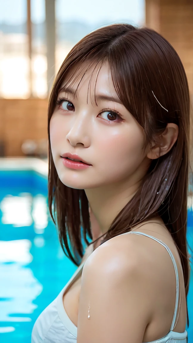 Completely naked、whole body、Highest quality, masterpiece, Ultra-high resolution, (Realistic:1.4), RAW Photos, The most famous Japanese idols have a great time at the night pool, (Variety of faces, Very cute face, Very beautiful face, Very childish face, Very sexy face), They all have such beautiful big eyes, very beautiful colorful hair, All the skins are very beautiful, Very beautiful long eyelashes, Very beautiful lips,