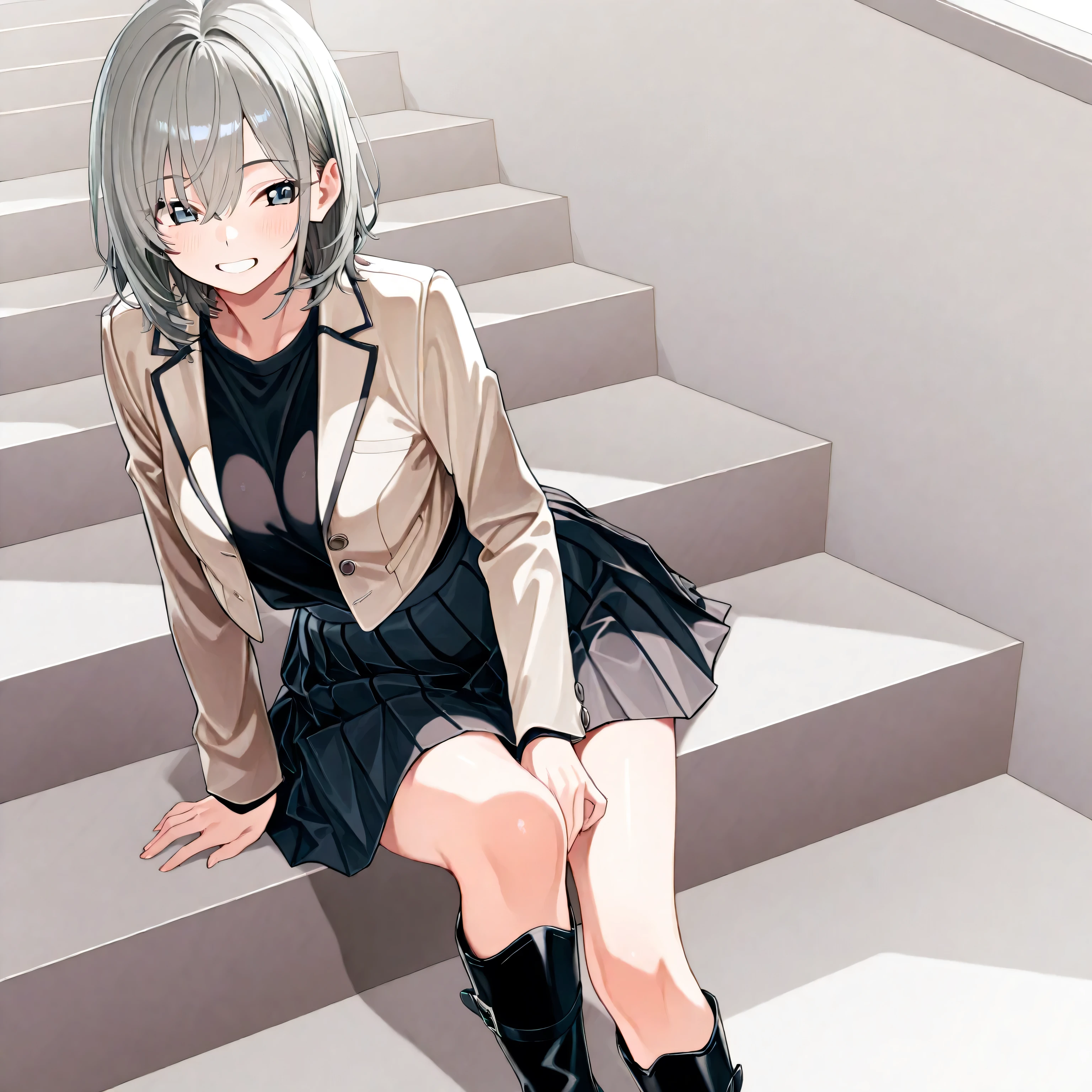 masterpiece, Highest quality, High resolution, Neferpitou 1, Cat ear, (Cat's Tail:0.8), alone, short hair, Red eyes, Hair between the eyes, :3, Curly Hair, Cat girl, Frills_bikini, Beach, Day, cloud, wariza,She spread her legs,Arms folded behind back,sexy,side,Squat,training