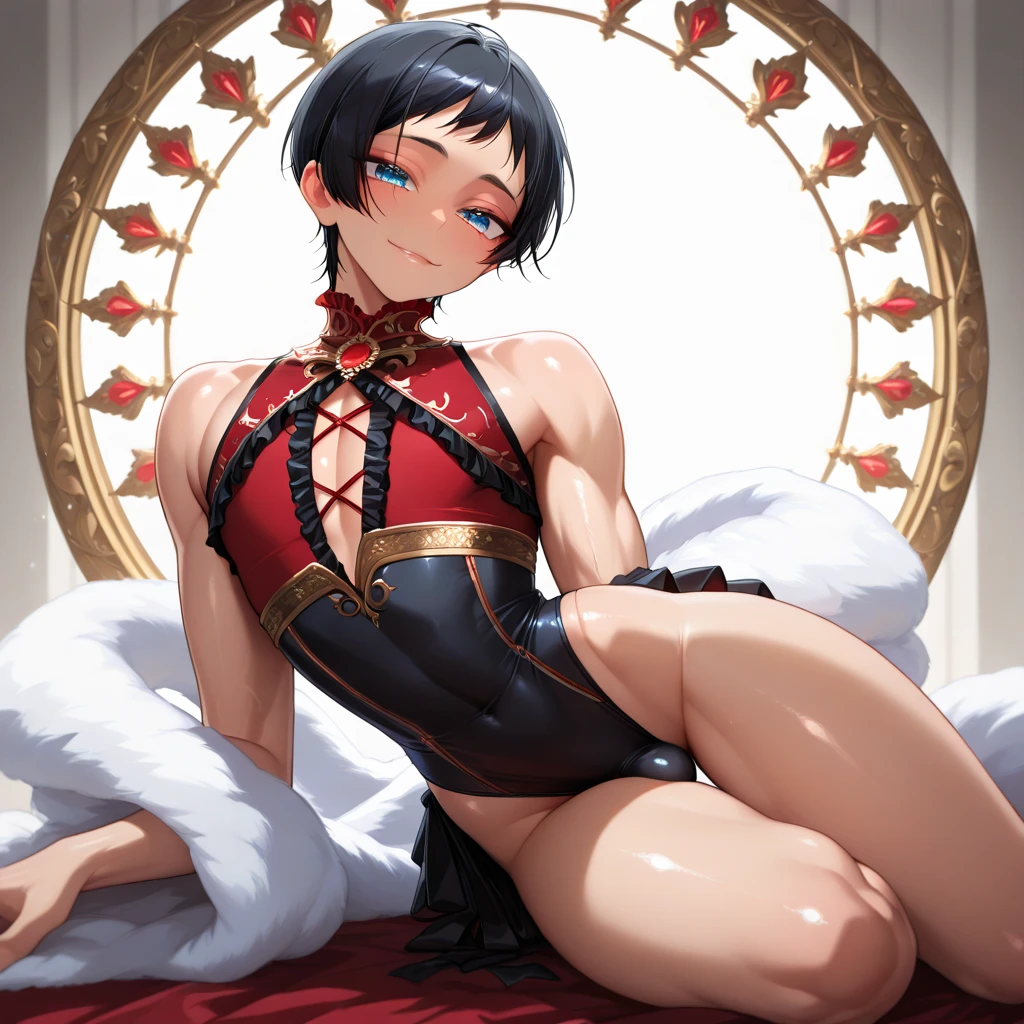 (Masterpiece, Side Light, Fine Beautiful Eyes: 1.2), (Masterpiece * Portrait), Portrait, (Bust), Realistic, Anatomically Correct, 3D Face, Sweet Skin, (Solo), (Close-up of Face), (Fire Opal General Scarlet Eyes), Hanging Corner of the Eye, ((High Detail Skin, Visible Pores)), (Perfect Figure), A Beautiful Girl, Small Breasts, ((Scottish Style Clothing)), (Neck Ring), Very, Very Short Gloves