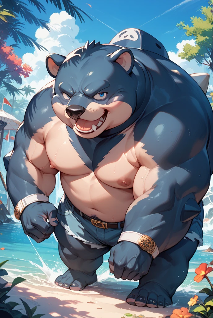 make me a picture of a furry bara, daddy Poses, various poses, pose perspective, bear furry, bulky body, bara body