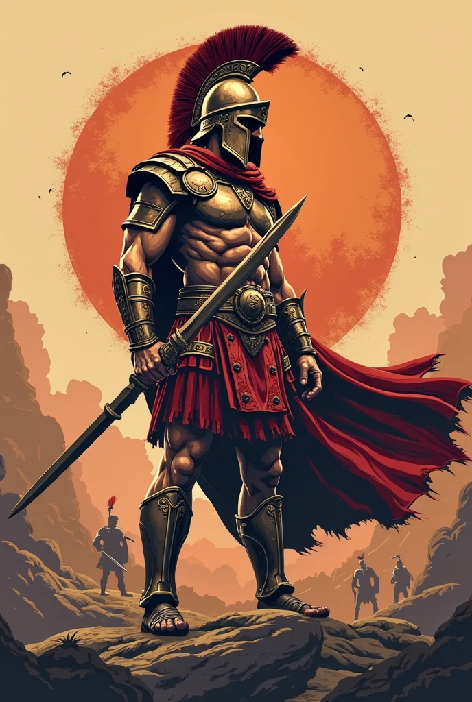 Spartan_ll7 as a very large lettering and in the background a Spartan in an epic pose. the lettering in the foreground.