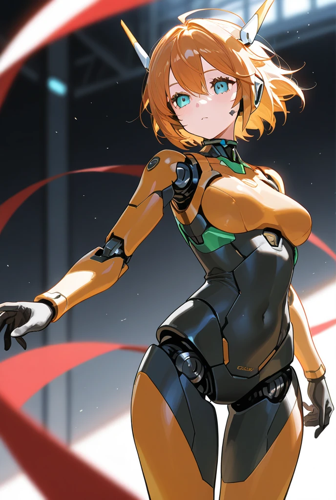 Close-up of toy figure in jacket and boots, neon armor, translucent neon skin, 8 k highly detailed ， stylized neon, cyber suit, glowing neon skin, fluffy orange skin, with glow on some of its parts, Stylized anime, Personagem pequeno. Unreal Engine 5, brown tanned skin, 3 d render stylized