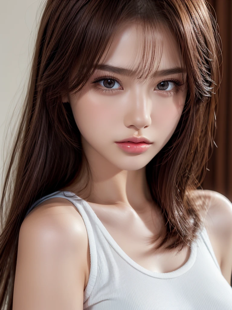 best quality, masterpiece,  (realistic:1.2), 1 girl, brown hair, brown eyes,Front, detailed face, beautiful eyes