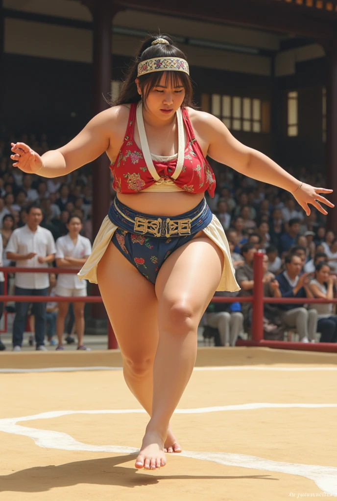 Experience the power and grace of women sumo wrestling as beautiful and sexy girls battle for victory in the ring. without shirt