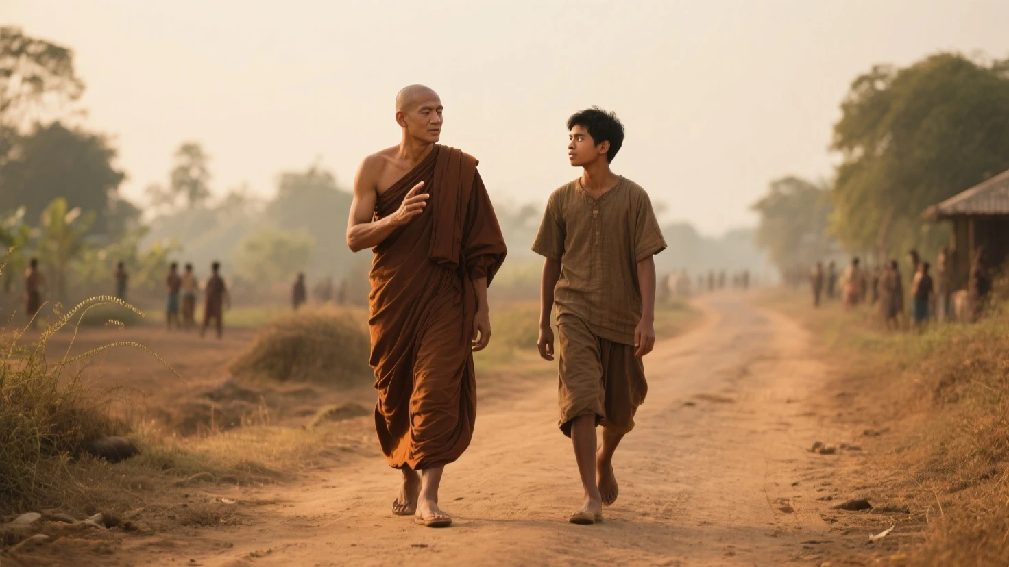 Young Monk, Dhammayut, Thai Buddhist monks, heaven ,Ancient City ,ChaimonGkhon Laoteeb