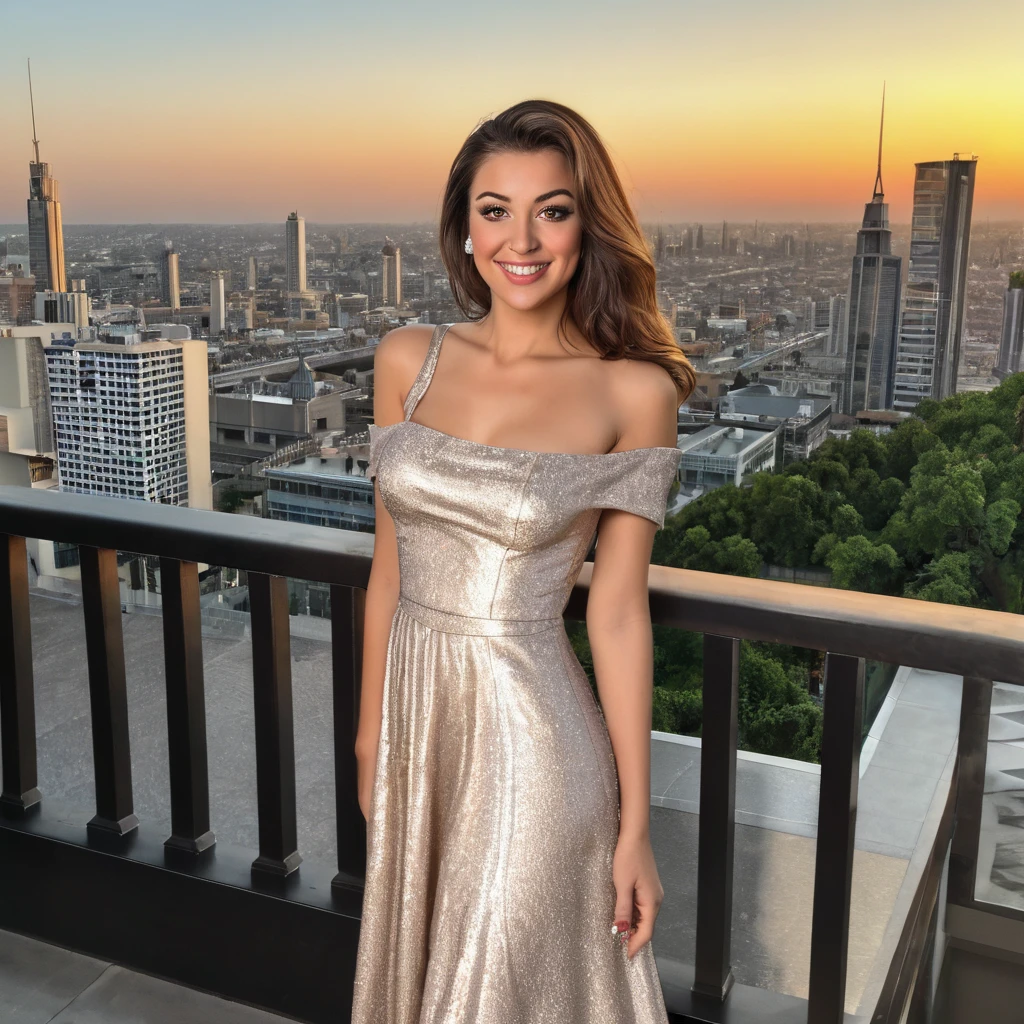 medium close up shot, <lora:soria:0.6>, realistic photo of Soria, a woman, wearing a dress, standing on a rooftop, city background, (sharp forcus, highly detailed, 4k, 8k, best quality, masterpiece, ultra highres:1) , at night, dark lighting, contrast, medium shot, <lora:rMadArt3_NoiseOffset:2>