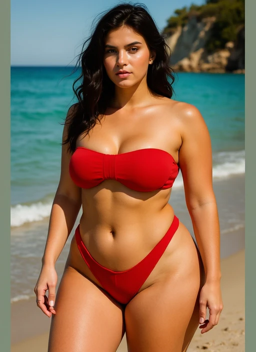 ((best quality: 4k)), ((masterpiece)), (high detailed), one lady with Salma Hayek face, big lips, big breast, good shape breast, long legs, wearing short skirt, slim body, top naked, sexy salma hayek face, black hair, hair bobbles, wince, long_eye_lashes, solid circle eyes,, light smile, , drop shadow, anaglyph, , atmospheric perspective, 8k, super detail, best quality,
