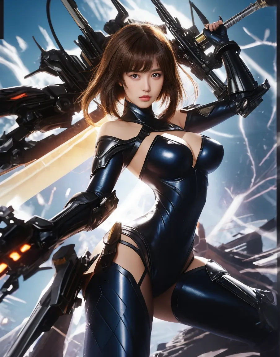 (masterpiece:1.1, Best Quality:1.1), (Photorealistic:1.3), (Bokeh), (High resolution, 8K wall paper), professional lighting, cinematic lighting, Reika Shimohira, a character of Gantz, realistic skin texture, Detailed eyes, fine eyes, perfect eyes, ultra slim waist, perfect slim body style, (ultra realistic Gantz body suit:1.1, ultra detailed Gantz body suit), ((((ultra massive tits, ultra Huge boob, super huge cleavages, ultra huge breasts)))), (black, long hair), ((standing, on the roof top of building, concrete floor, night city view, moon)), (((((holding a large size of SF game gun, grabbing a big size of SF game gun))))),