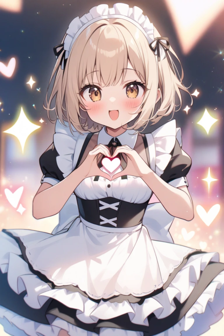 1girl, curren chan \(umamusume\), maid, main apron, maid headdress, sex, cowgirl position, close-up, puff, steam, heart shaped hands, visible air, best quality, cinematic angle, spoken heart, heart, sound effect, nsfw, explicit