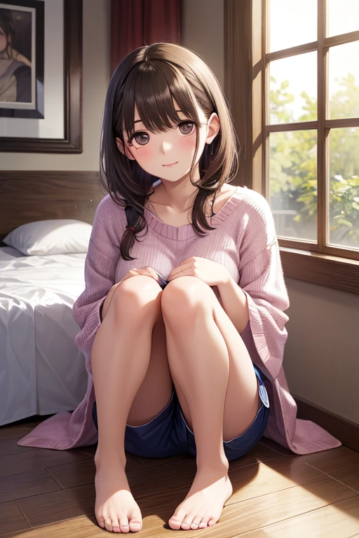 photorealisim、top-quality、超A high resolution、a picture、Extraordinary beautiful girl、Highlights of cheek luster、Detailed cute and beautiful face、(pureerosface_v1:0.008)、Beautiful bangs、Glowing white shiny skin、Bangs between the eyes、shiny and beautiful hair、Silky hair、finer hair、High-definition eyes、Beautiful, Bright and clear, Small eyes、eye liner、Double eyelids、Full body like、red blush、embarrassed from、shiny little necklace and earrings, shiny lips: 1.4, (Shy laughter)、Kamimei、red blush、Tears are embarrassing、(Turtleneck knitwear)、((Denim Mini Skirt))、((Pink lace panties))、((Open knees))、((open one's legs))、((Disheveled clothes))、((Dressing))、Puffy nipple、Neat and clean female 20-year-old female teacher、Brown hair, bangs flowing diagonally, Medium Wave Long Hair, Blue eyes, large full breasts, (sit on stairs)