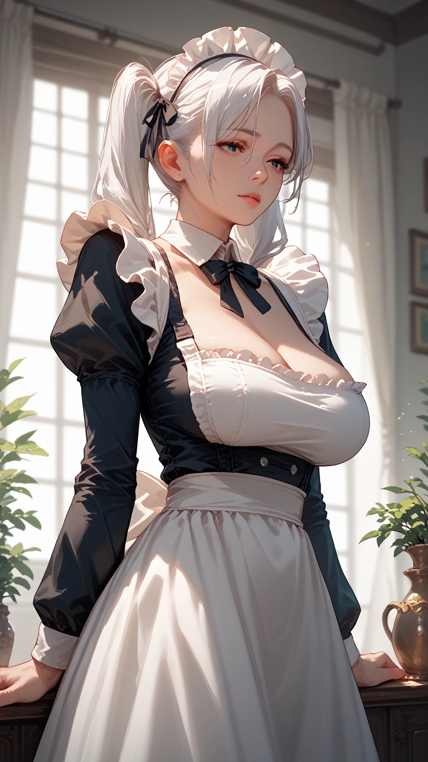 (masterpiece), best quality, Ultra Detailed, Perfect hands, Perfect legs, Delicate eye expression, 1 girl alone,, whole body,maid(Black, mini skirt),maid headdress, skirt lift, at midnight, 客厅Walk廊(hidden, Only candles are glowing), Walk,,Squint your eyes, Smile, (Huge Breasts). ((((Cleavage)))))8k, Ultra Detailed, Fair and aesthetic, high quality, Fair, masterpiece, best quality, Everlasting, Lean over, glowing skin, Sticking out tongue of mouth, blush, Sexy body, definition, Perfect eyes, Sticking out tongue, blush, Strabismus,(eyes filled with tears, Saliva residue), The hem of the skirt is wet, Brushed, photography, 8k, HDR, high resolution, absurd:1.2, Kodak Portrait 400, Film Grain, Blurred background, Bokeh:1.2, lens flare, (Full of energy_color:1.2),专业photography师