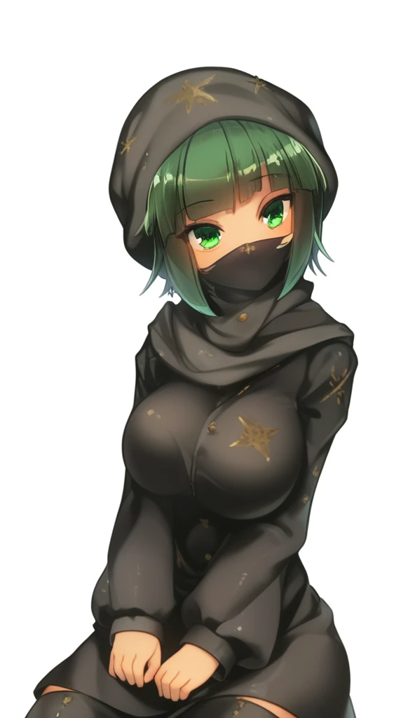 girl, large black sweatshirt, sexy pose, calm look, a dark room, evil eyes, glowing skin, Looking ahead, facial expression