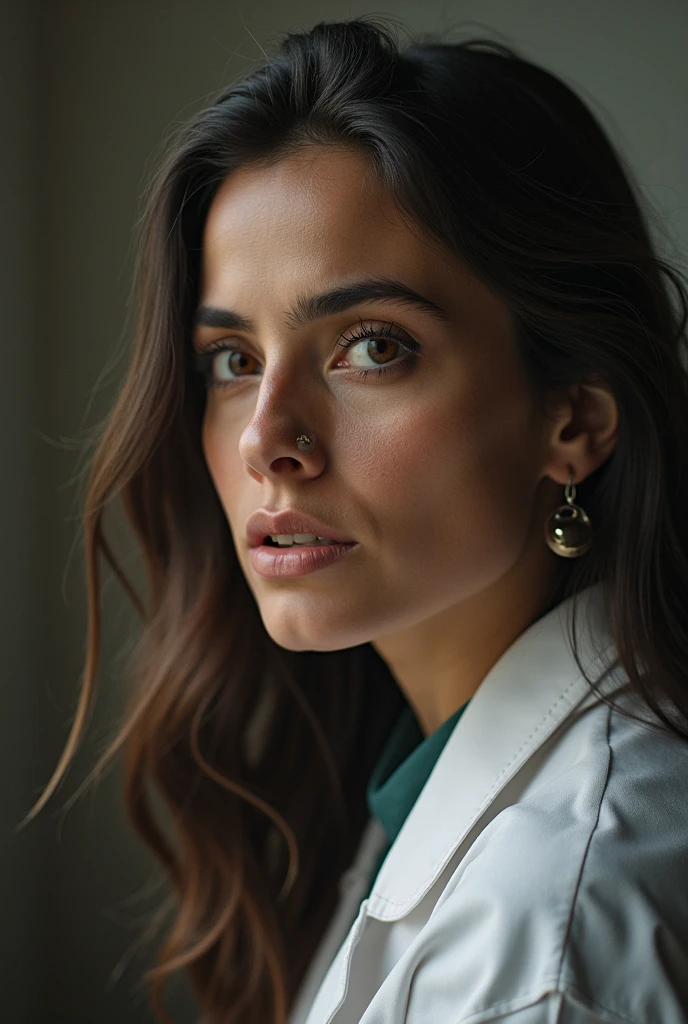 photo of (EPB3tth4nyHugh3s:0.99), closeup portrait, perfect hair, (modern photo, Oversized white collared shirt worn as a tunic, paired with a button-front denim flared skirt and sandals.|baroque Robe à la Française, Ribbon Pom-Poms, Gathered Wrists, Corset Lacing, Ribbon and Bow Accents on Skirts, Filigree Earrings,  orchidpurple), 24mm, (analog, cinematic, film grain:1.3), (([synthwave utopian cityscape, basalt stone,concrete tiles roof,fiberglass,advanced nanocoolant infrastructure, oil lamps,gas lanterns, security lighting| pool], gradient:1.1)), ((detailed eyes)), ((eyeliner, long lashes)), (epicPhoto), long eyelashes, (painted lips)