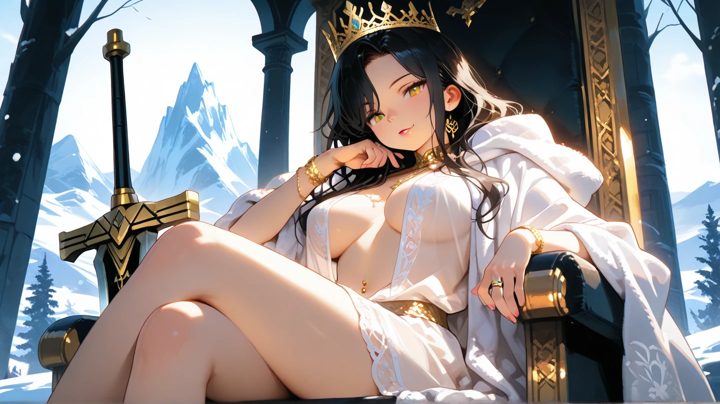 ((highest quality)),(ultra high resolution),(Super detailed),(detailed description),((best CG)),(best work of art),super precision art,amazing drawing art,(Fantasy art with precise details:1.5), (woman:1.6),(beautiful and well-shaped face:1.5),smile:1.7,(Clothes made of intricately detailed cloth:1.6,),(Sitting on a big rock:1.6),brook babbling:1.7,soft sunlight:1.8,Birds and animals gathered together