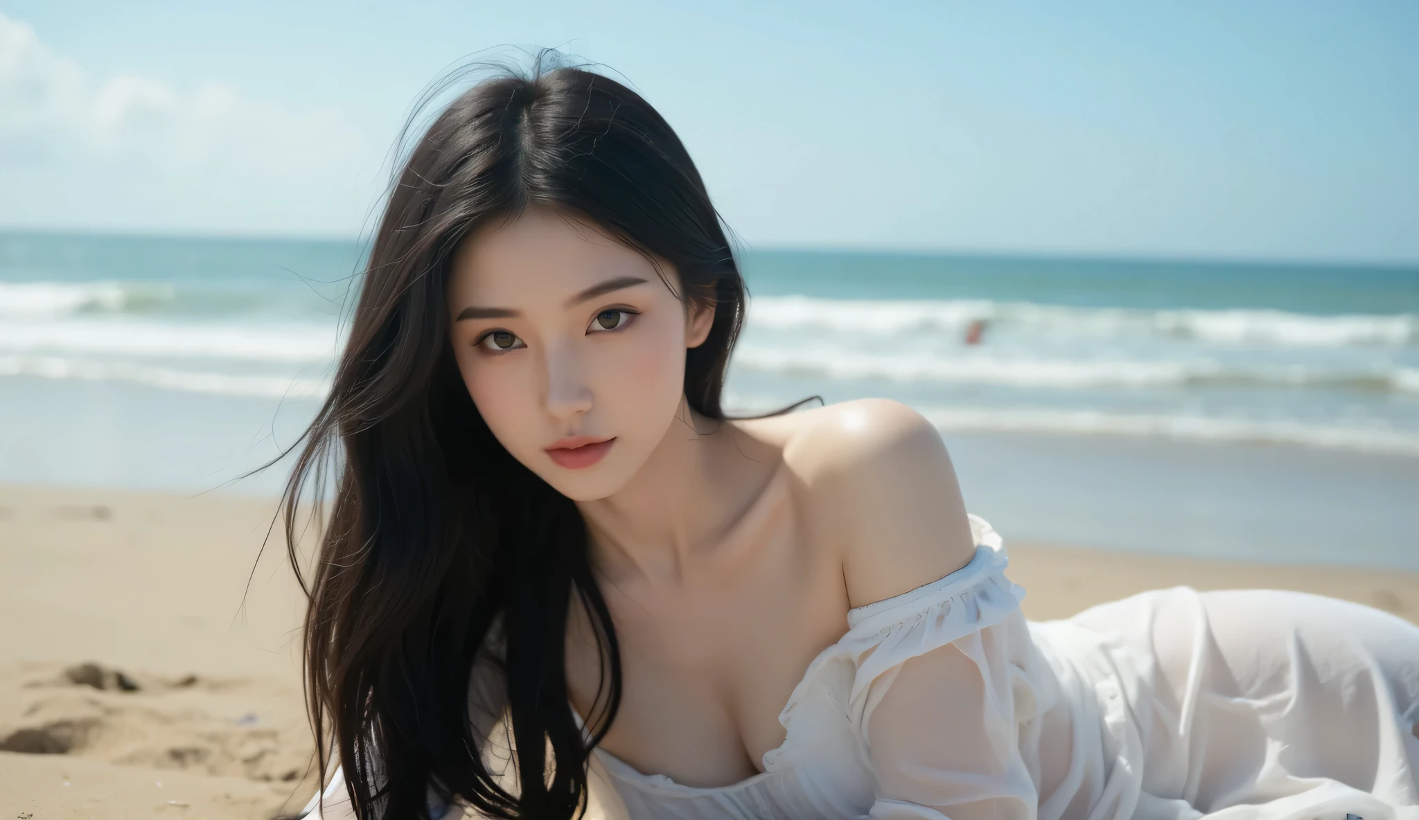 8K, Top Quality, Intricate Details, Ultra Detail, Ultra High Resolution, Masterpiece, random angle, Slender, Smile, (Makeup: 0.4), (Fluffy Blue Eyes: 1.21), blue Eyes, looking at viewer, ((full body)), 1girl, solo, 1 girl, (( full body)), Extreme close-up shot, sexy pose , ((tall)), (((fit body))), (((slim face))), sharp face, sharp eyes, (((black hair, long hair, )) (detailed face), sharp face, small lips,
(( naked )), detailed face, detailed breast, , large breast, detail ass, , Beautiful girl with accentuated slender abs: 1.4, Six Pack Abs: 1.4, Bust Botox, Big, Perfect Body, detail leg, (( moonlight)), top of mountain