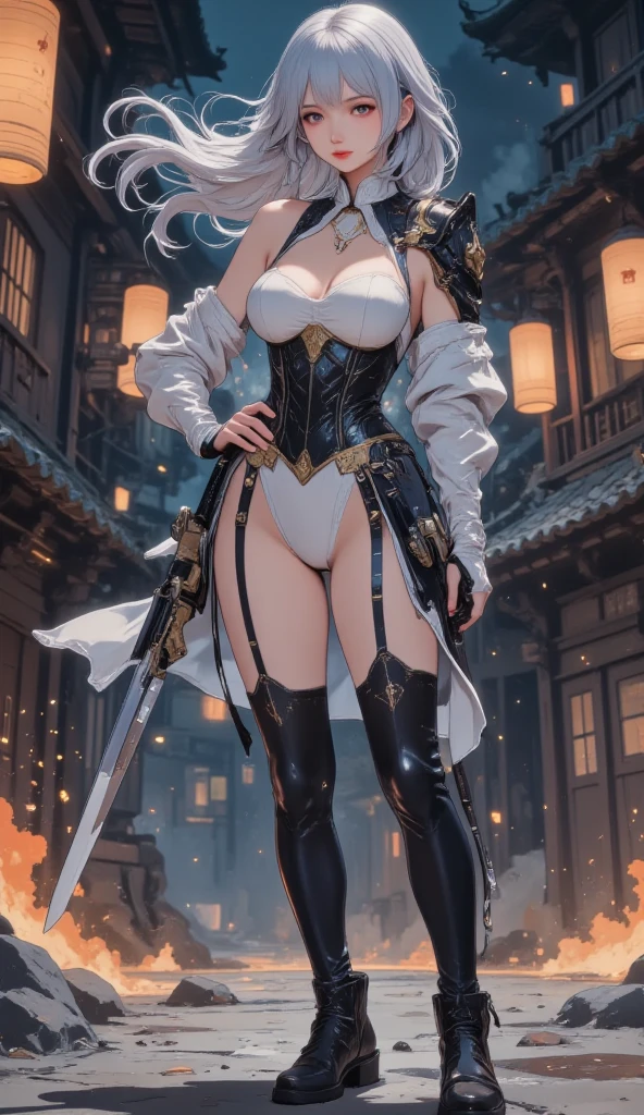 (Masterpiece, best quality, extremely detailed CG, beautiful detailed eyes, super detailed, intricate details: 1.2), 8k wallpaper, white hair, realistic, full body ((1 girl))), water, sunlight, Kamigawa \ (Genshin Impact\), 1 girl --auto --s2