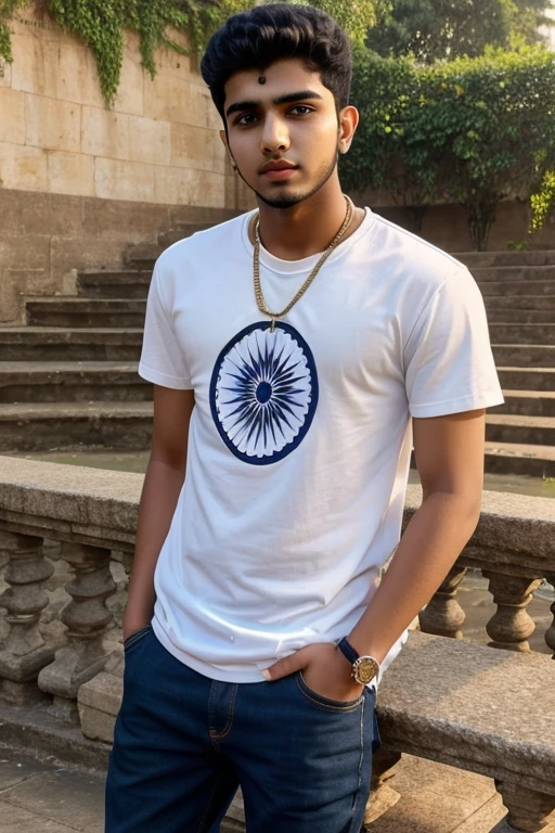 ((best quality)), ((masterpiece)), (detailed), Beautiful indian man thin t shirts and pants 