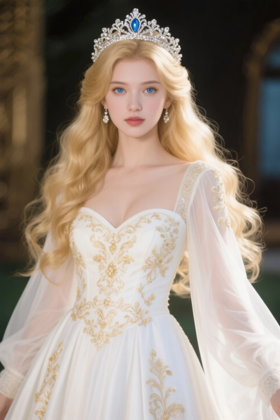eautiful young woman with slightly long curly platinum blonde hair, Meyrem Uzerli, Hurrem Sultan