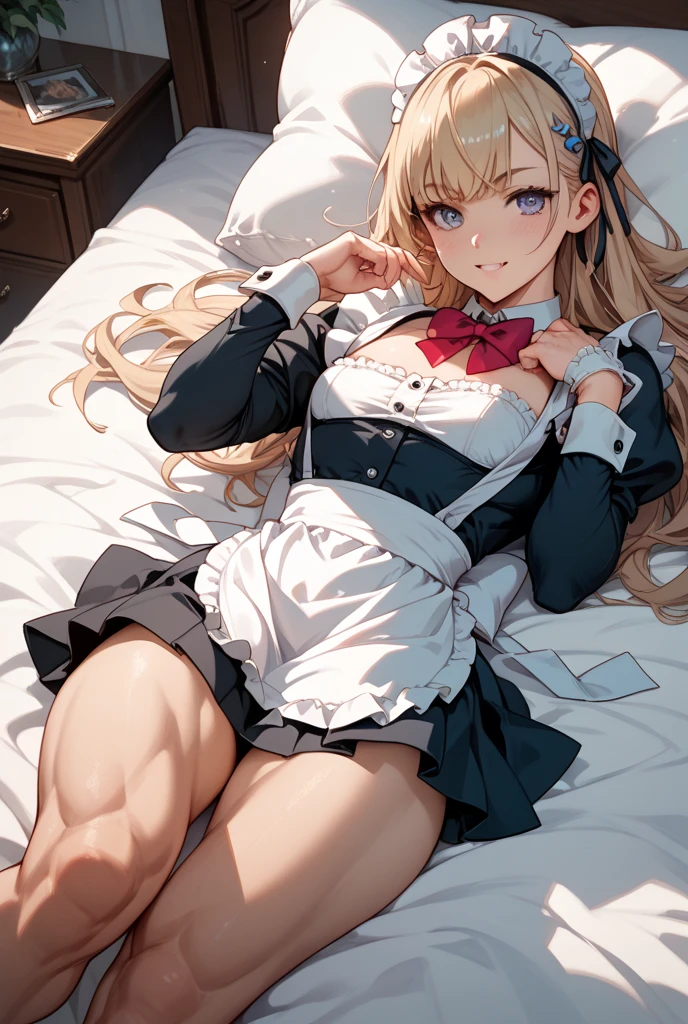 maid, (masterpiece, highest quality:1.1), sexy lingerie, stockings, garter belt、((highest quality)), ((masterpiece)), (become familiar with), Girl with the perfect face， best quality people， （（（（Light costume））））， （big breasts）， Sparkling， （20-year-old）， （（White string： 1.5））， （（（Chest dew： 1.5））））， （（please lie down on the bed： 1.5））））， （（（open your legs： 1.8）），maid、bare chest、Spread your with your hands。sweaty。　have sex in bed。Wearing fishnet stockings，spread your legs。naked figure