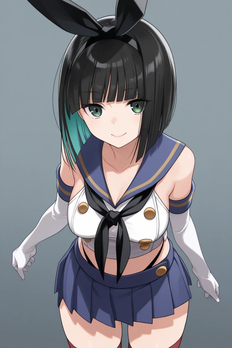 (masterpiece), (highest quality), (Super detailed), realistic, (best illustrations), (very delicate and beautiful),1 girl, alone,cool breeze KC, blue ribbon,twin tails, hair ribbon, classroom background, smile, detailed iris, low twin tails, long hair, green eyes, (panties), (bra), flashy underwear