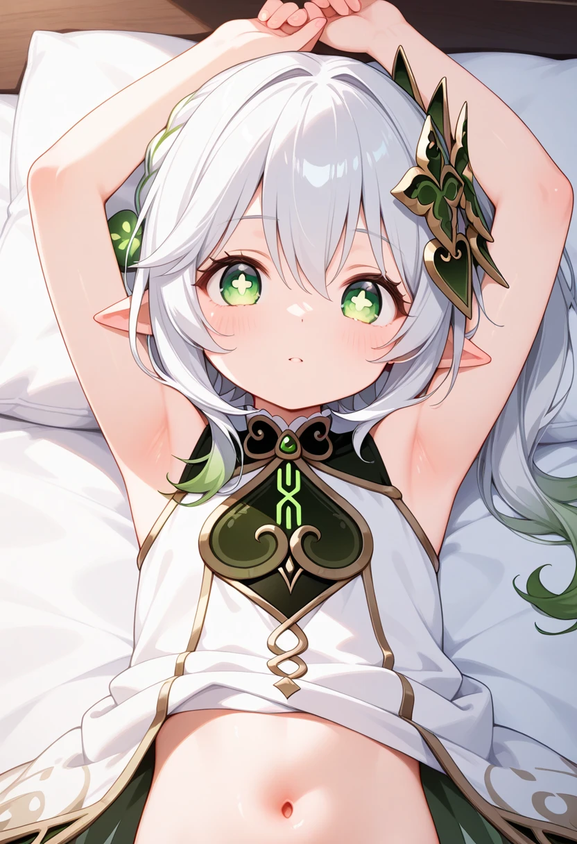 Little grass god Nasida,the original god,extreme hight detail,Ultimate temptation,Lying in bed,Bare buttocks,Open Legs Forward,tmasterpiece,don't have clothes