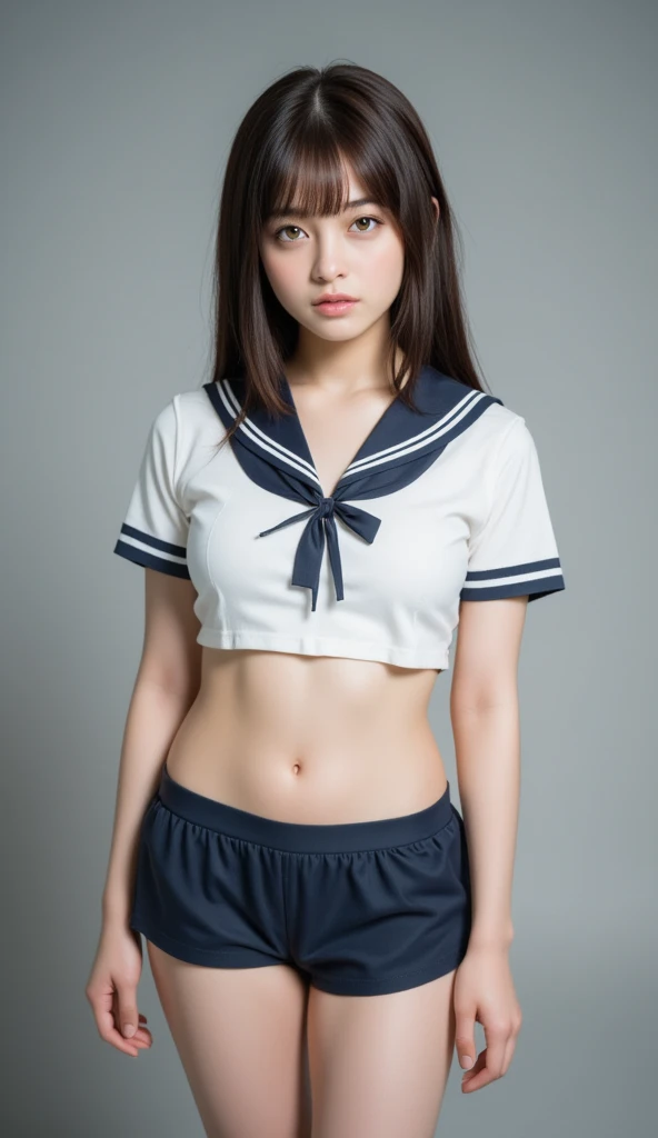 Analog Style, RAWphotograph, photograph, Hyperrealistic, amateur photo shot , Aesthetic artwork, ((Magazine Cover、Large text)), Detailed skin, detailed natural raw light, Very detailedな, cinematic, highest quality, Super detailed, Very detailed, grain, noise, Heading, stylish, Font, memorable、A boyish and healthy beautiful girl,((Flowing sweat)) Beautiful Eyes, Realistic eyes, Beautiful details in the eyes, (Realistic Skin),Japanese Idols、short hair、(((High school girl)))、(((White small panties))),choker , (((High school uniform)))、