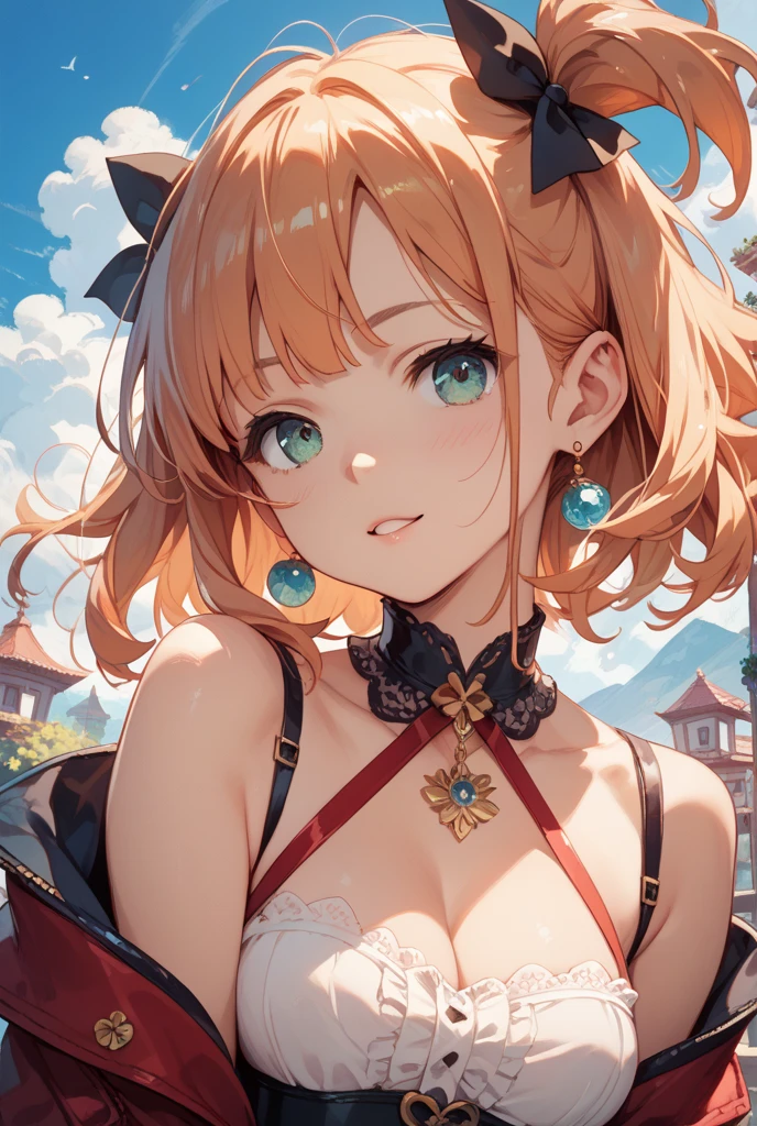 (((Masterpiece))), (((Highest quality))), ((Ultra-detailed)), ((Super fine illustration)), ((Ultra-fine painting)), (16K highest quality wallpaper:1.4), (Upper body:1.6), HDR, (Highly detailed and delicate illustration style:1.8), Detailed skin texture, Detailed cloth texture, Extreme detailed description, (T-masterpiece), (Highly detailed face:1.4), (Highly detailed fox ears:1.2), (Highly detailed beautiful (golden-brown:1.4) half-updo:1.2), (Highly detailed beautiful blue eyes:1.2), Original, RAW photo, Professional, Intricate details, Super details, (Perfect anatomy:1.4), (Highly detailed hands:1.2), (Highly detailed fingers:1.2), (Highly detailed fingertips:1.2), (27-years-old), Real, (Solo:1.8), ((A very beautiful and attractive fox fashion model:1.4)) BRAKE (Beautiful and adorable fox ears:1.6), (Highly detailed and delicate fox ears:1.4), (Beautiful and well-shaped big breasts:1.2), (Beautiful and well-shaped buttocks), (Beautiful and shiny (golden-brown:1.2) half-updo:1.4), (Highly detailed and delicate (golden-brown:1.2) half-updo:1.2), (Beautiful and clear blue eyes:1.6), (Highly detailed and delicate blue eyes:1.2), (Highly detailed face:1.4), (Smile:1.5), (Blush:1.4), (Looking at viewer:1.4), (Celebration:1.4) BRAKE ((((Bright Red:1.3) Off-the-shoulder and cleavage furisode with floral pattern:1.4), (Japanese traditional Off-the-shoulder and cleavage costume:1.2))) BRAKE (Concept-art:1.2) BRAKE (((Highly detailed and delicate Ise Grand Shrine in Mie Prefecture in the background just after noon:1.6), (Celebration:1.4), Torii gate of Ise Shrine:1.4, Very beautiful in the sunny sky background just after noon:1.4)) BRAKE