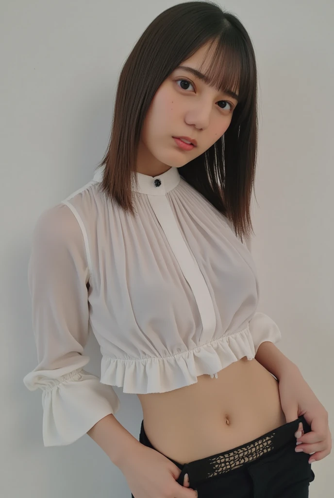 A short and cute idol、whole body、Good style、Shiny pink frilly idol costume、mini skirt、Realistic and detailed outfit、Pure idol face、stage、White skin、(((Looking into the camera)))、(Nipples are visible)、Thighs,(microphone)、Small breasts、(From below:1.5),(Look down, Watch with a viewer:1.3),Spread your legs、I can see her panties、Detailed and realistic white panties、