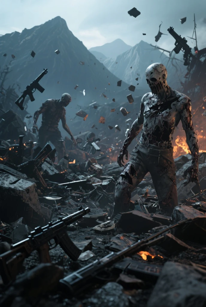 (masterpiece), atmospheric perspective, super detail, ((best quality)), ultra high res, highres, (photorealistic:1.4), zombie, snowfall, snow, (surround by snow), winter, forest, undead forest
