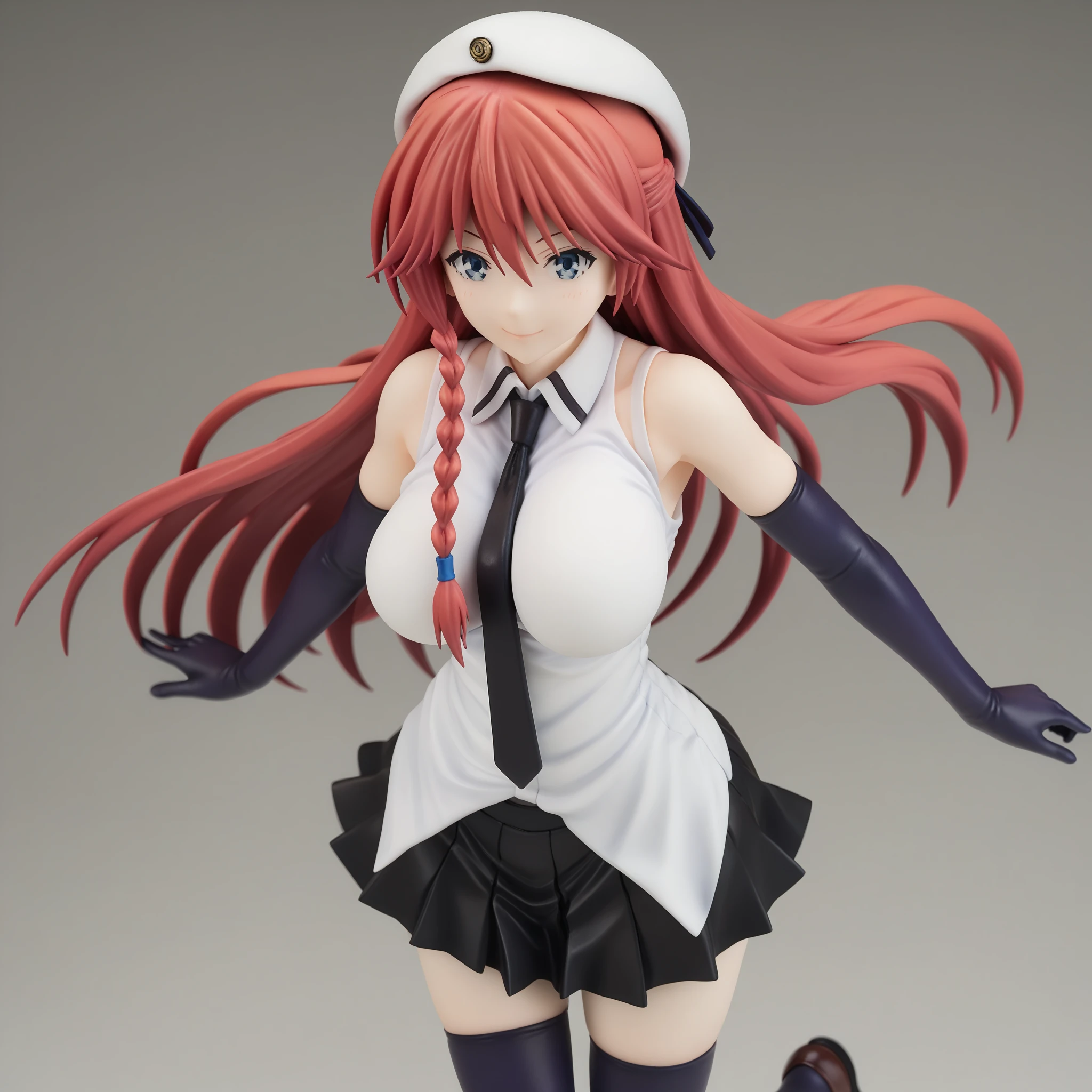 Chica anime con cabello largo y chaqueta azul y corbata roja, Detalles finos. girls frontline, pechos enormes,Render de abril, De Girls Frontline, Estilo Azur Lane, pechos grandes,Cushart Krenz Key Art Femenino, Del videojuego Azure Lane, Chicas Frontline CG, OPPAI, Marin Kitagawa Fanart, Colegiala realista, girl front line style