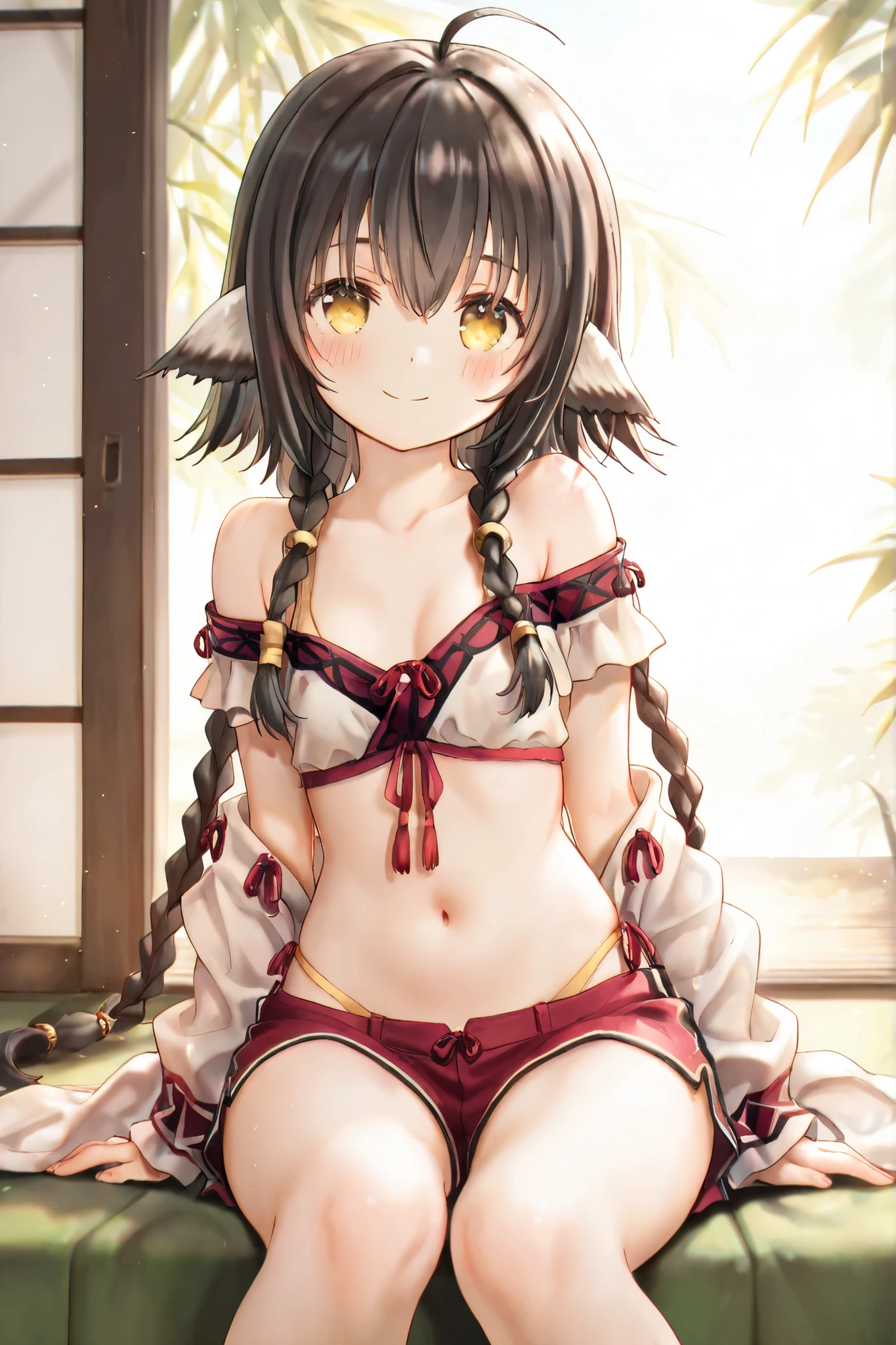 1girl, multiple colored hairs, smile, outside, posing, background, ponytail, 9 years old, (tomboy), slender, pert ass, high details, sharp detailed face, detailed eyes, young, long and wild hair, long hair, tattoo, tanned, very small breasts, fur, revealing outfit, ikuchan, nice hips, tribal tattoos, hot breath, moaning, ((motion lines)), dimmed lighting, panting, sweating , outdoors, forest, sweat, teeth, girl with wolf ears and wolf tail, wild girl, animal girl, fangs, ((wolf girl)), hip-sway, gray hair, (wolf girl), hip sway, the girl is in heat, girl wants sex, solo, small tribal tube top, small and tight tribal bottoms, ((swinging her hips side to side)), trying to seduce viewer, seductive, cameltoe, view from below, spread legs, crotch focus, standing above viewer, squatting, (extreme crotch closeup), inside a tribal hut,