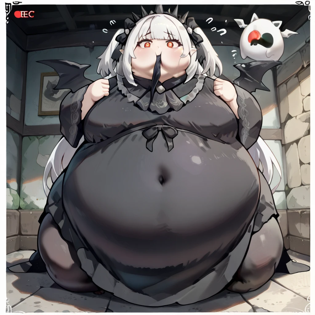 obese fgokama, kama, hair ribbon, (red eyes:1.5), red ribbon, ribbon, long hair, white hair,
BREAK armlet, bare shoulders, bikini armor, fat arms, fat butt, bracelet, collar, detached sleeves, dress, earrings, floral print, jewelry, metal collar, miniskirt, pelvic curtain, purple dress, purple skirt, purple sleeves, purple thighhighs, ring, skirt, thighhighs, thickthighs, thighlet,
BREAK looking at viewer,
BREAK indoors, bed, dark room, sexy bed
BREAK (masterpiece:1.2), best quality, high resolution, unity 8k wallpaper, (illustration:0.8), (beautiful detailed eyes:1.6), extremely detailed face, perfect lighting, extremely detailed CG, (perfect hands, perfect anatomy),