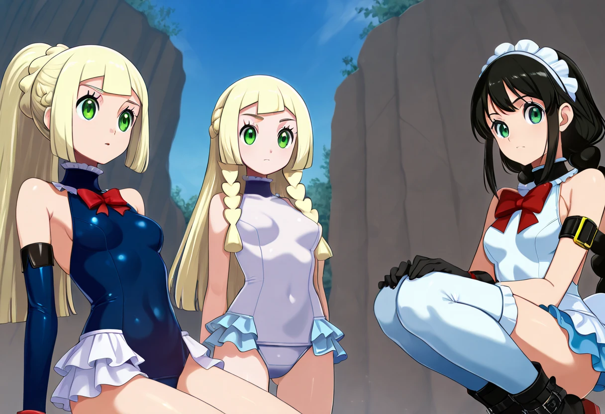 (Masterpiece), maximum quality, (fantasy), (goddess:1.1), (5 women:1.2), (group shot:1.2), (slim body:1.1), (tan skin:1.2), (athletic body:1.1), (blonde hair), (silver hair), (twintails:1.1), (braid:1.1), open mouth, (happy smile:1.1), (round breasts), (bubble butt), (wide hips:1.1), (slim waist:1.1), (thick thighs:1.1), (detailed face and eyes:1.2), (wink:1.1), (pretty jewelrys:1.2), (revealing knight armor:1.2), (intricate leotard with sleeves), (deatiled armor:1.1), (see-through clothing:1.2), (garter belt), retrospective, (medieval town), outdoors, (detailed background), (detailed hand and finger:1.2), (medium breasts:1.2), (busty), (deep cleavage:1.2).
