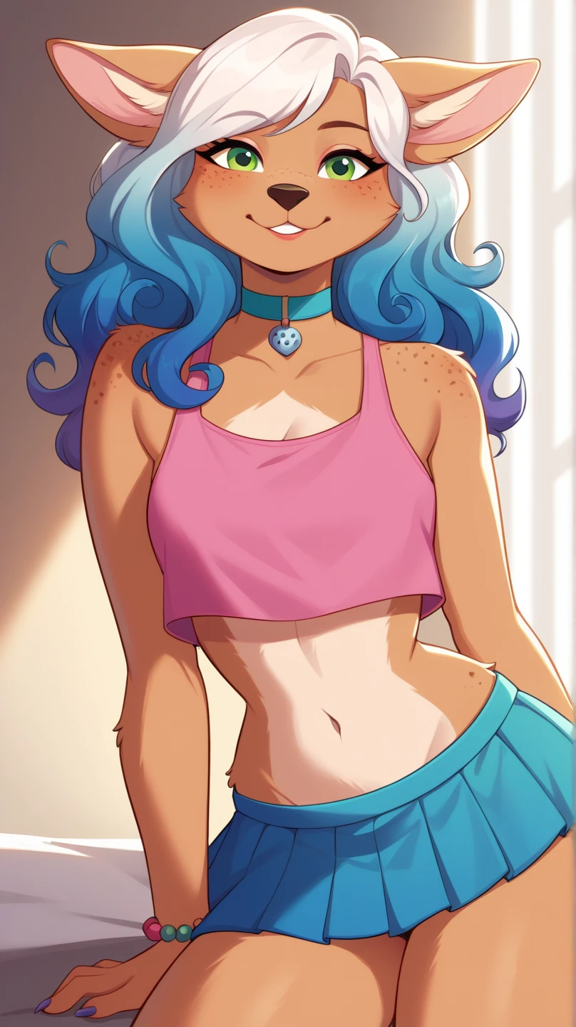 j4bc0m1x style, j4b_ap, a curvy blue-eyed girl with long wavy black hair, small breasts, nudity, torn tanktop, tits out, mischievous 