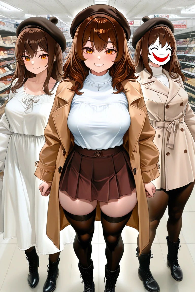 1 adult female、35-year-old woman、Huge breasts:1.5、sagging breast:1.5、Brown Hair、Light red eyes、Wavy Hair、Bobcut、Bunny Suit、milf、potbelly、Worried brow、smile、mole under eye、赤色のBunny Suit