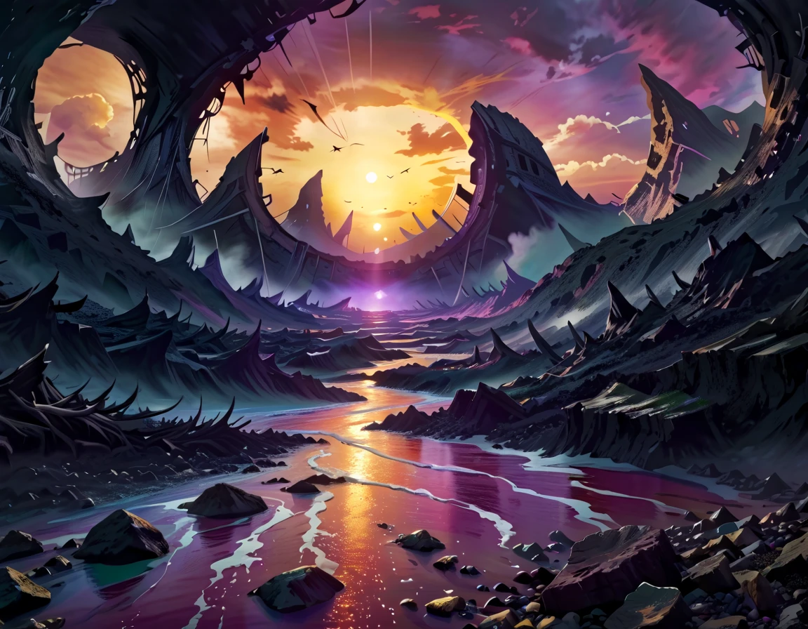 paysage apocalyptique, colorer, très haut qualité, ultra hd, 4K