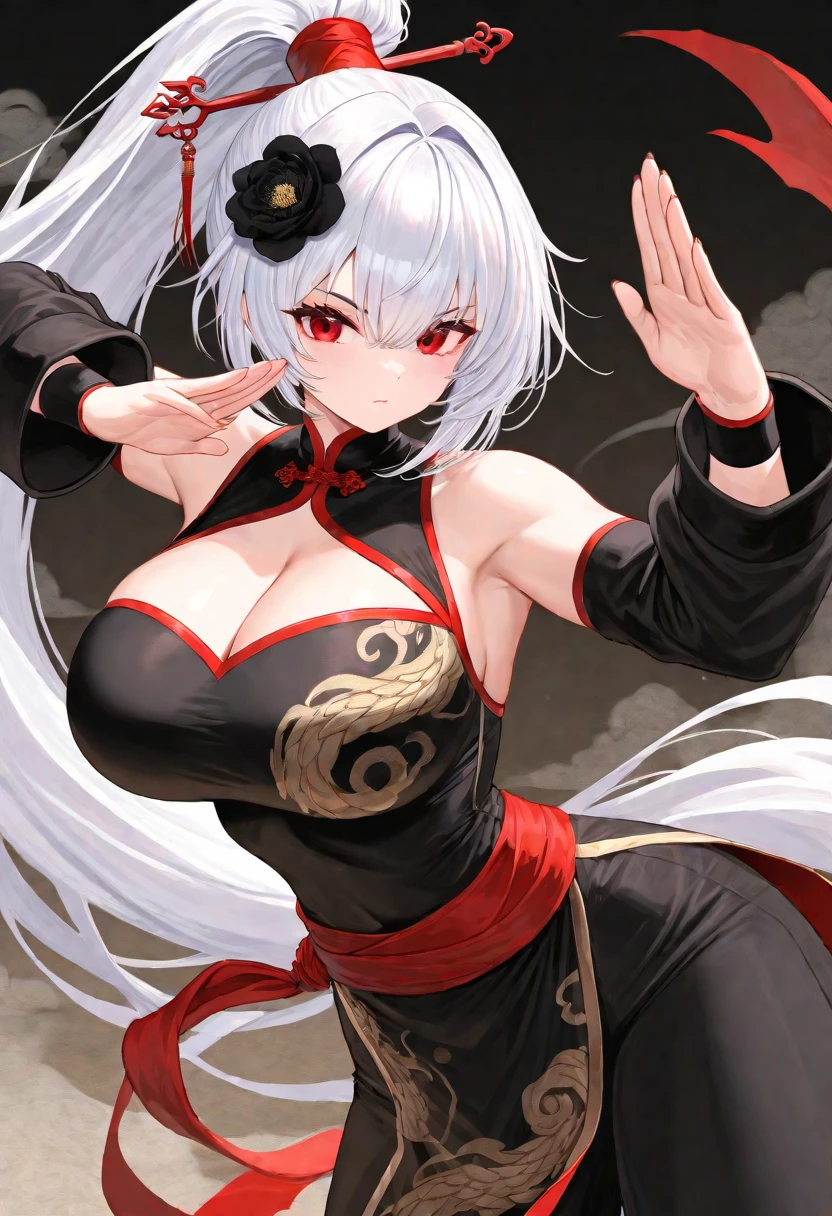 highest quality, masterpiece, High resolution, uxia 1 girl, China dress, super gorgeous face, super gorgeous eyes, super gorgeous hair, Kung Fu Battle