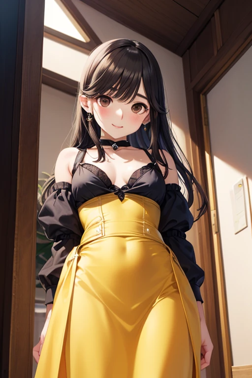 ((一人のWoman in underwearはセクシーにOffice corridorを歩いている:1.8), Beautiful Anime Women, Beautiful art style, Anime characters, ((Smooth texture, Realistic texture, Anime CG Style)), ((Highest quality)), (Very detailed), (Very detailed CG 統合 8k 壁紙), Very detailed, High-resolution RAW color photos, Professional photography, (Brown Hair, Stylish hairstyle:1.1), Great face and eyes, Beautiful and big breasts, Slender body, (Stunningly beautiful woman), (Detailed face:1.2), (Office corridor, Many men in suits are walking in the background, There is a window in the hallway:1.3), ((Bow tie around neck:1.3), (Black high heels:1.1), (Sexy and cute yellow underwear:1.3), (Stylish shiny yellow satin panties, Side-tie panties, Panties with plain yellow center and lace decoration on the sides:1.3), (Thin panties:1.3), (Yellow micro lace satin bra, Yellow bra with lace trim, Thin bra:1.3), (lace garter belt, Garter Strings, Black knee socks:1.3):1.3), (naked, Woman in underwear, Women only wear bras, panties, knee socks and garter belts:1.5), Exact number of arms, Exact number of legs, Perfect Anatomy, (Embarrassed expression, Surprised expression), Angle from the front, Exact finger count、Exact number of legs、(Exact number of arms:1.0, Exact number of hands:1.0), (Perfect hands, Perfect Anatomy)