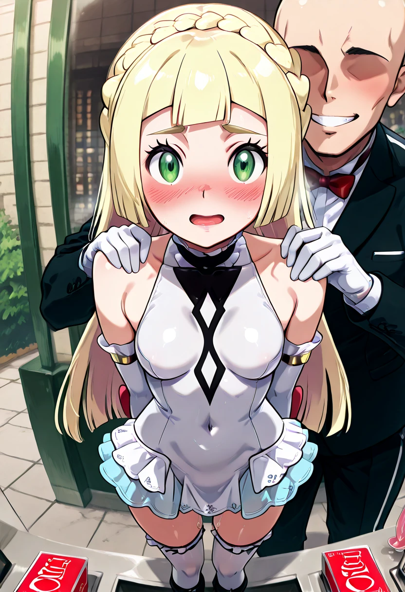 (masterpiece, High resolution, detailed:1.3), (Artoria Pendragon from Fate/stay night anime), (small breastst,), (black playboy bunny), (black fake rabbit ears), (black pantyhose), (black high-heels), standing, cowboy shot, indoor, cacino, from above